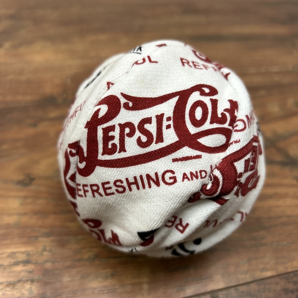 Vtg Promotional Pepsi Cola 4" Diameter Bouncy Fabric Blow‎ up Ball Inflatable